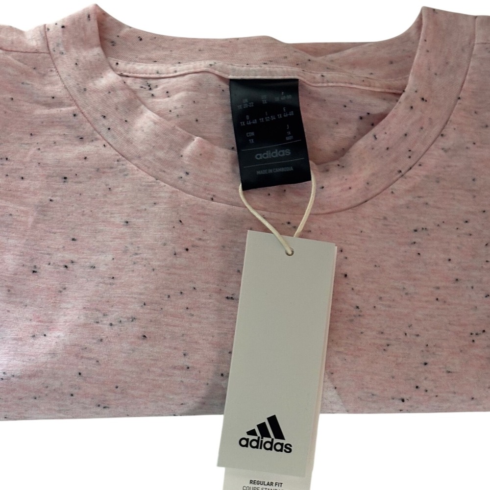 Adidas Winrs 3.0 Tee Women 1X Sandy Pink Speckled Oversized NWT